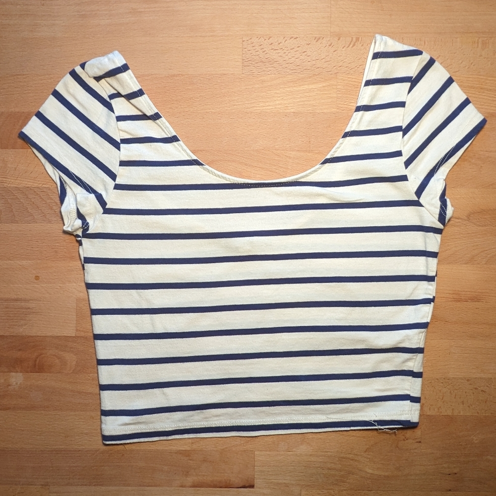 Charlotte Russe Crop Top Medium Blue and White